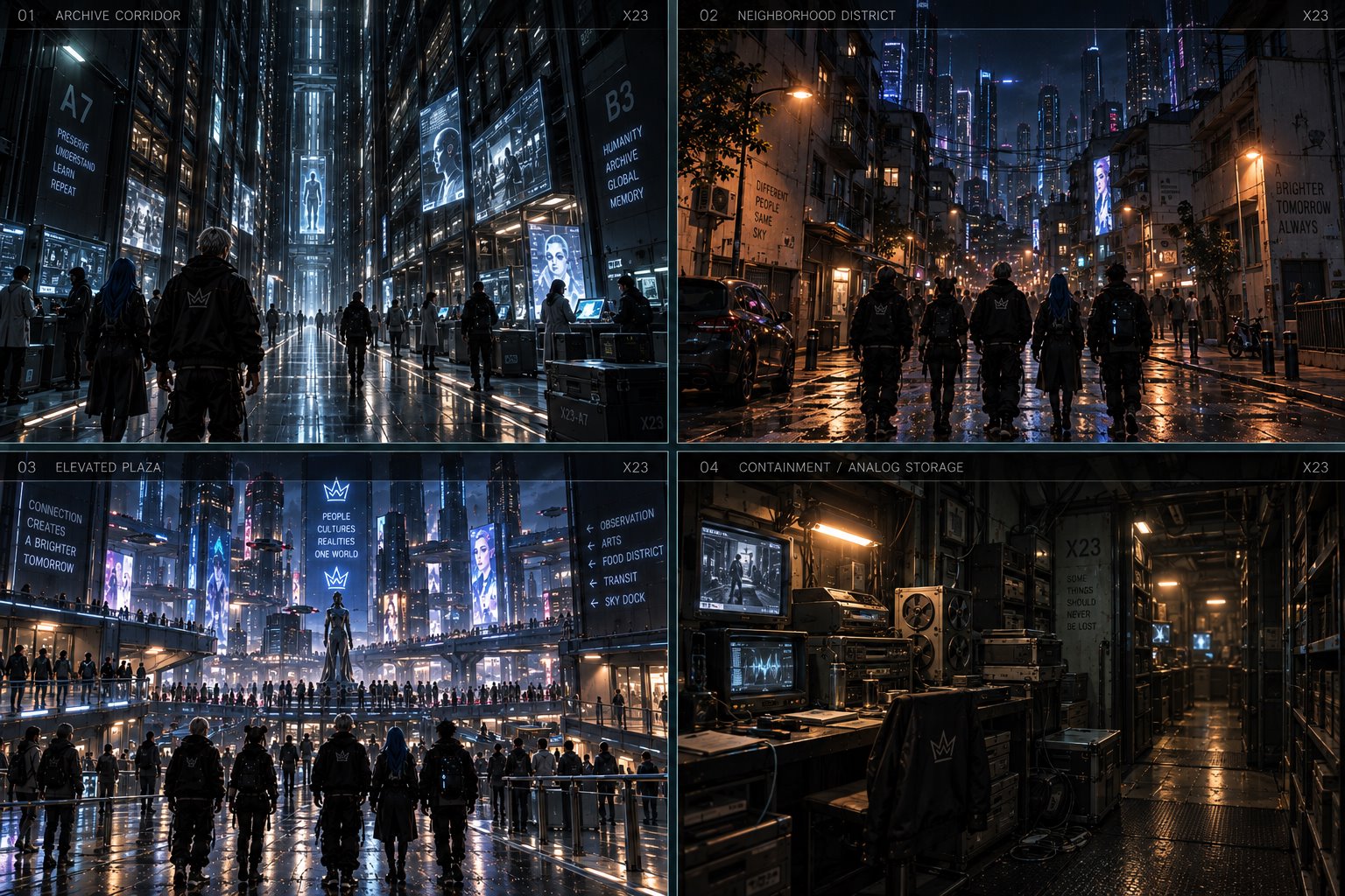 Four locations in the Plastic Dreamz universe